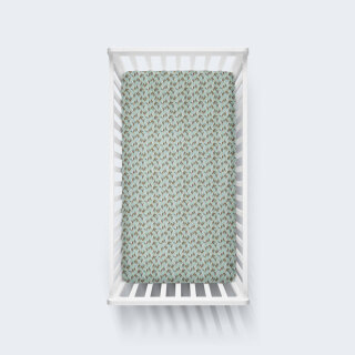 Σεντόνι Κούνιας με Λάστιχο Φύλλα Χακί