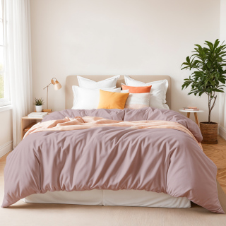 Παπλωματοθήκη Φανέλα Μονόχρωμη Dusty Pink Υπέρδιπλο