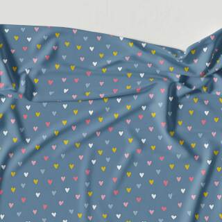 Σεντόνι Χωρίς Λάστιχο Σουρ Μεζούρ Μονό Καρδούλες Μπλε