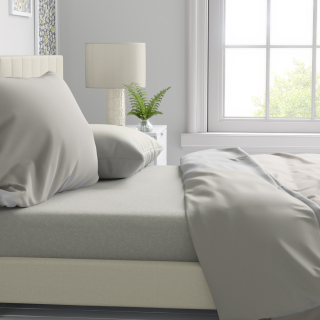 Σετ Σεντόνι με Παπλωματοθήκη Μονόχρωμο Περκάλι Light Gray