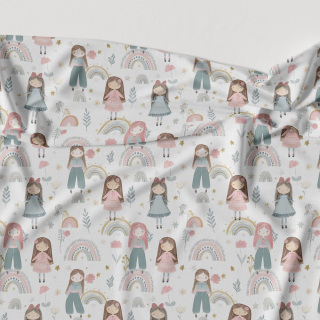 Σεντόνι Χωρίς Λάστιχο Σουρ Μεζούρ Μονό Rainbow Girls Λευκό