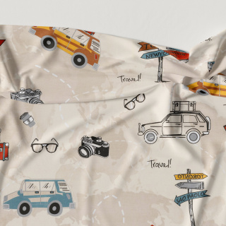Σεντόνι Χωρίς Λάστιχο Στα Μέτρα Σας Μονό Road Trip Μπεζ