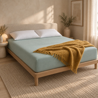 Σεντόνι Μονόχρωμο Φανέλα King Size | Στα Μέτρα Σας | Dusty Mint