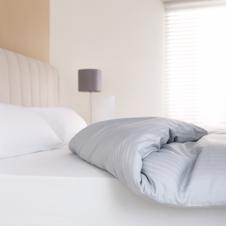 Παπλωματοθήκη Σουρ Μεζούρ Διπλή-Υπέρδιπλη Stripes 100% Βαμβακοσατέν, 244 Κλωστών Λευκό