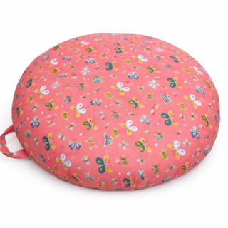 Στρογγυλή Παιδική Μαξιλάρα Δαπέδου Πεταλούδες Κοραλί