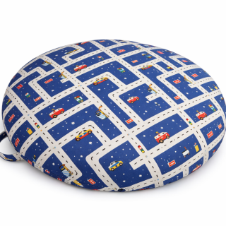 Στρογγυλή Παιδική Μαξιλάρα Δαπέδου On The Road Μπλε